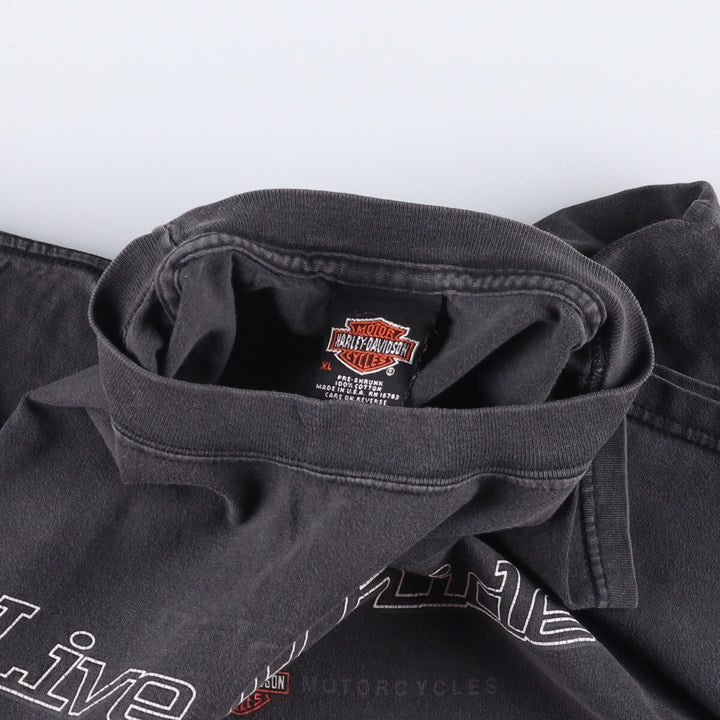 00'S Harley-Davidson Motorcycle Bike T-shirt Made in USA Men's XL cotton black type Vintage Second Hand