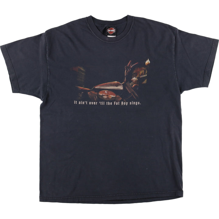 00'S Harley-Davidson Motorcycle Bike T-shirt Made in USA Men's XL cotton black type Vintage Second Hand