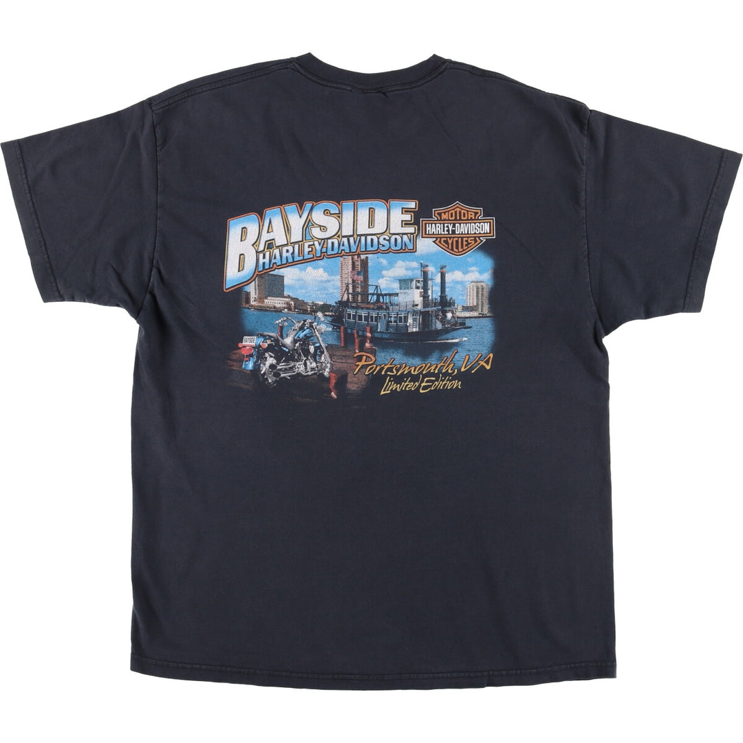 00'S Harley-Davidson Motorcycle Bike T-shirt Made in USA Men's XL cotton black type Vintage Second Hand