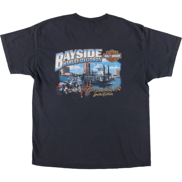 00'S Harley-Davidson Motorcycle Bike T-shirt Made in USA Men's XL cotton black type Vintage Second Hand