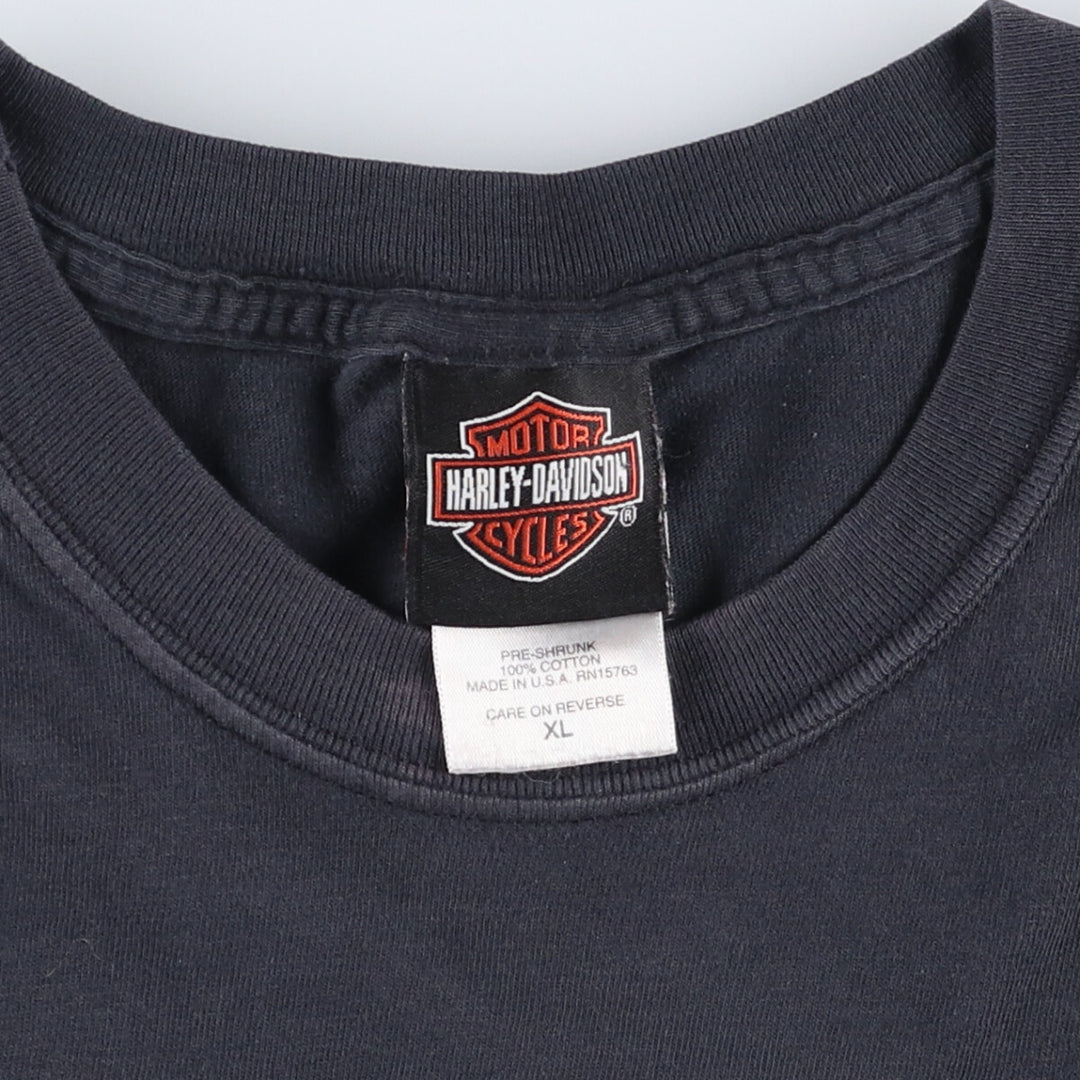 00'S Harley-Davidson Motorcycle Bike T-shirt Made in USA Men's XL cotton black type Vintage Second Hand