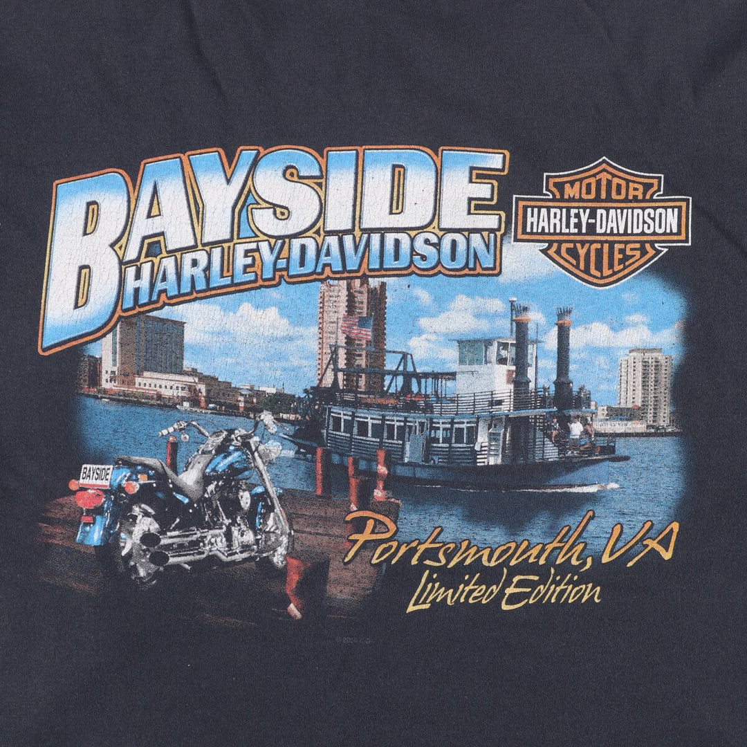 00'S Harley-Davidson Motorcycle Bike T-shirt Made in USA Men's XL cotton black type Vintage Second Hand