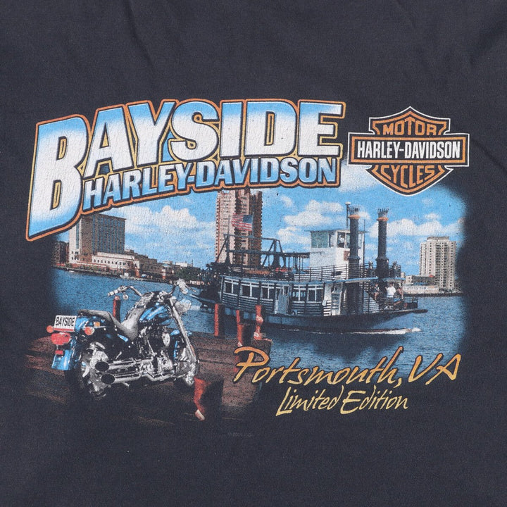 00'S Harley-Davidson Motorcycle Bike T-shirt Made in USA Men's XL cotton black type Vintage Second Hand