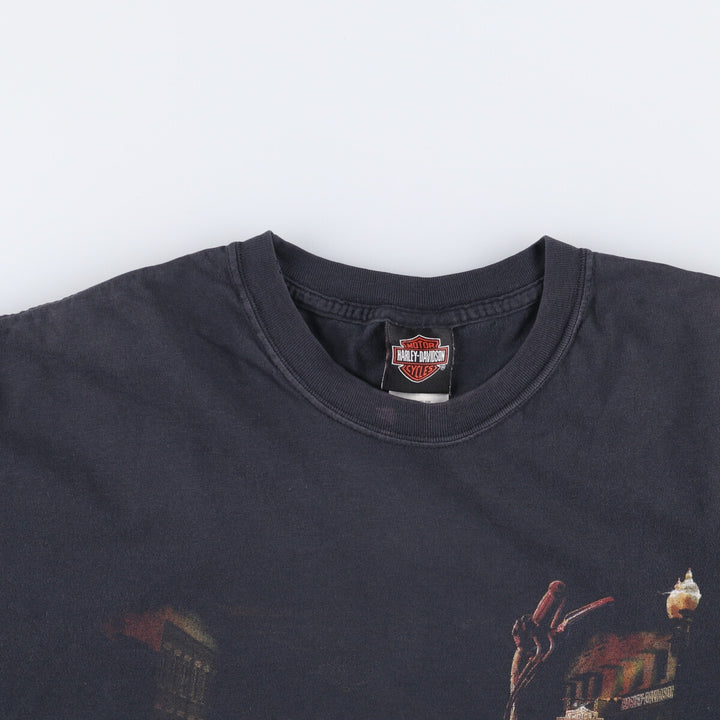 00'S Harley-Davidson Motorcycle Bike T-shirt Made in USA Men's XL cotton black type Vintage Second Hand