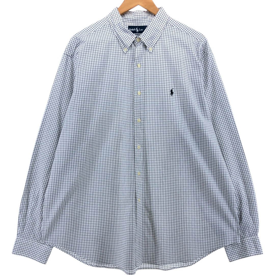 Ralph Lauren Classic Fit Long Sleeve Button Down Check Shirt Men's XXL cotton white type Vintage Second Hand