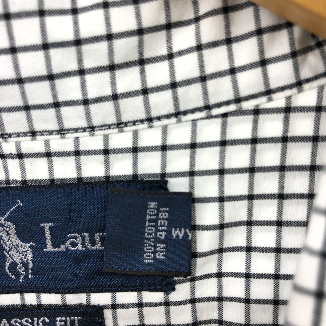Ralph Lauren Classic Fit Long Sleeve Button Down Check Shirt Men's XXL cotton white type Vintage Second Hand