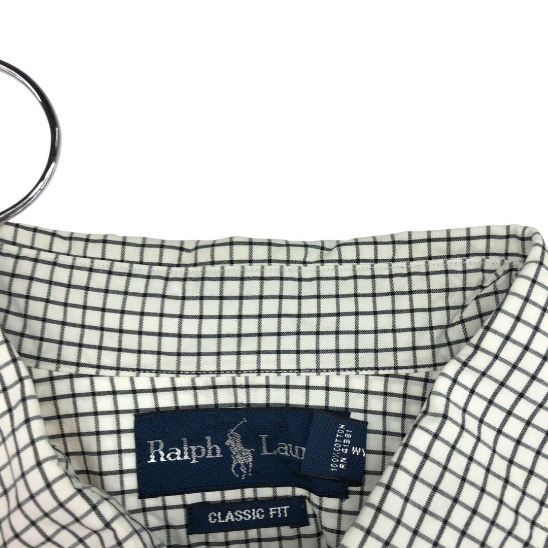 Ralph Lauren Classic Fit Long Sleeve Button Down Check Shirt Men's XXL cotton white type Vintage Second Hand