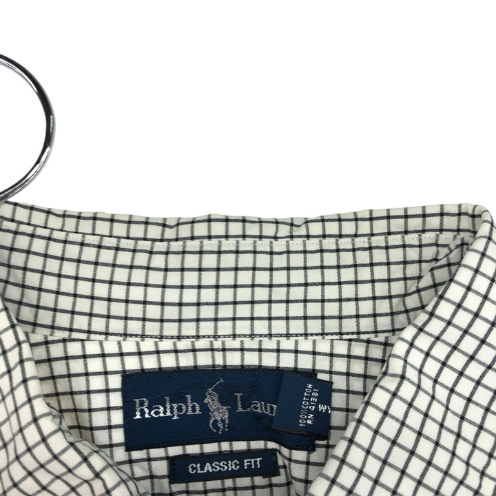 Ralph Lauren Classic Fit Long Sleeve Button Down Check Shirt Men's XXL cotton white type Vintage Second Hand