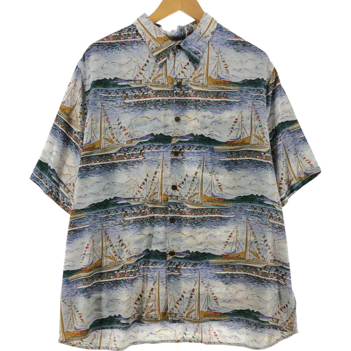 Reyn Spooner Guy Buffet All-over Rayon Hawaiian Aloha Shirt Made in Hawaii Men's XL Rayon multicolor Vintage Second Hand