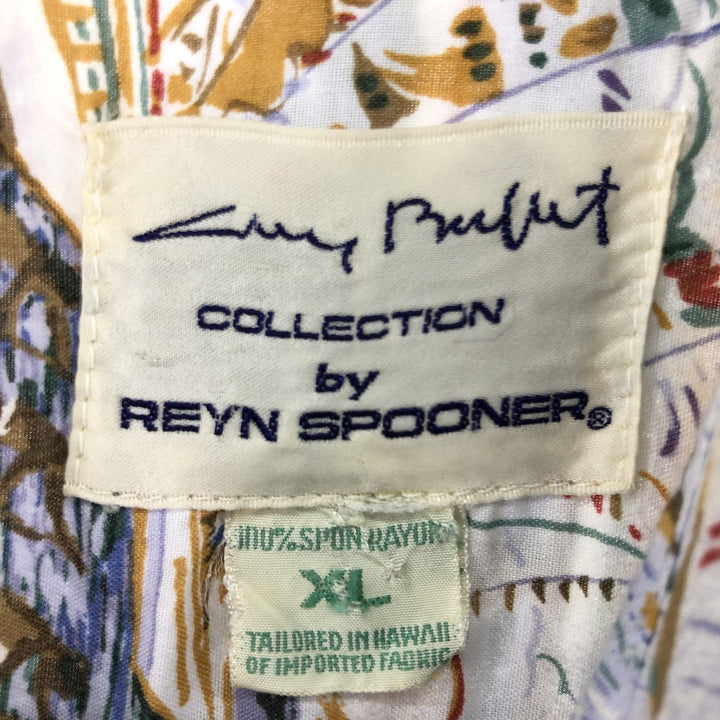 Reyn Spooner Guy Buffet All-over Rayon Hawaiian Aloha Shirt Made in Hawaii Men's XL Rayon multicolor Vintage Second Hand