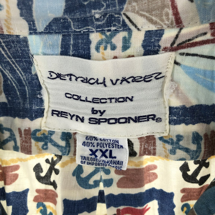 90'S Reyn Spooner all-over print button-down Hawaiian aloha shirt, box shirt, made in Hawaii, men's XXL size cotton blue type Vintage Second Hand
