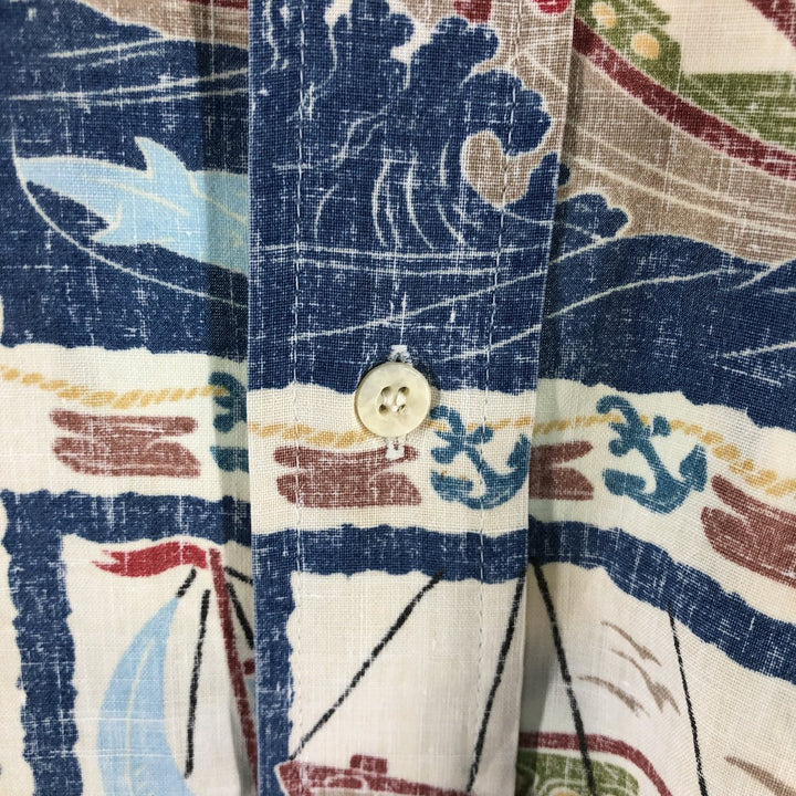 90'S Reyn Spooner all-over print button-down Hawaiian aloha shirt, box shirt, made in Hawaii, men's XXL size cotton blue type Vintage Second Hand