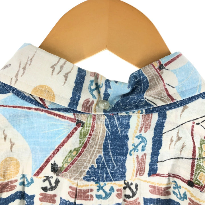 90'S Reyn Spooner all-over print button-down Hawaiian aloha shirt, box shirt, made in Hawaii, men's XXL size cotton blue type Vintage Second Hand