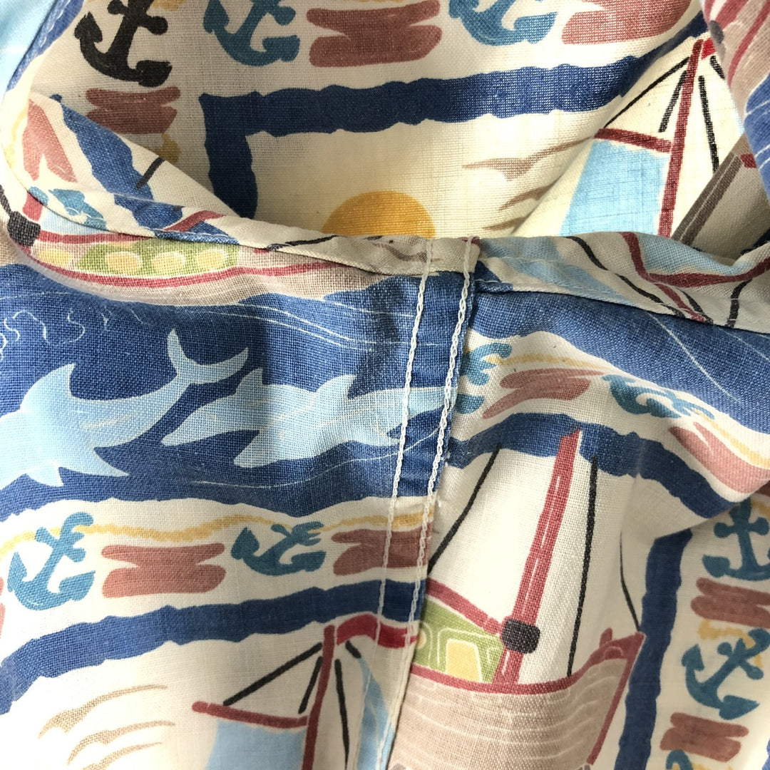 90'S Reyn Spooner all-over print button-down Hawaiian aloha shirt, box shirt, made in Hawaii, men's XXL size cotton blue type Vintage Second Hand