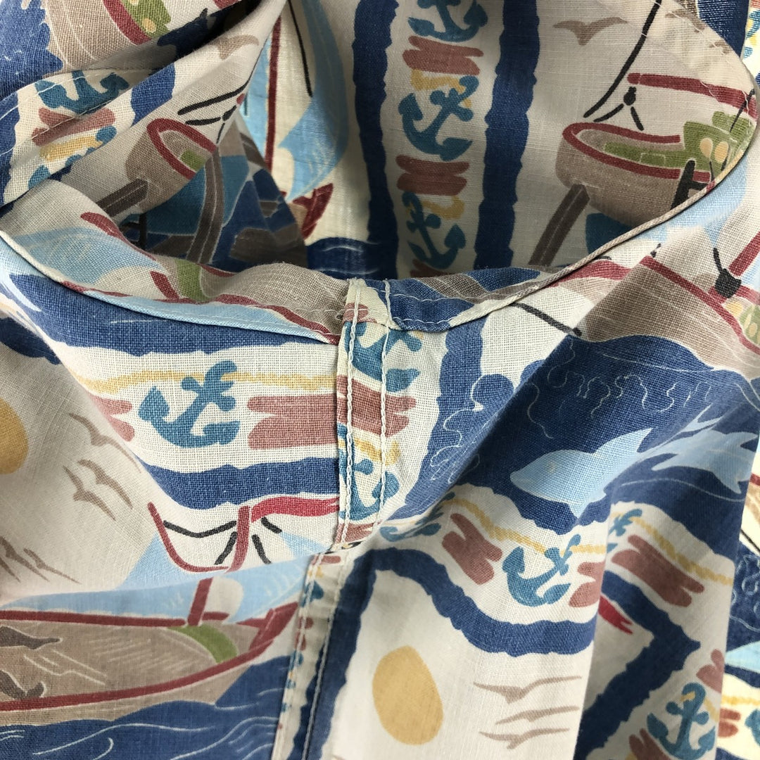 90'S Reyn Spooner all-over print button-down Hawaiian aloha shirt, box shirt, made in Hawaii, men's XXL size cotton blue type Vintage Second Hand