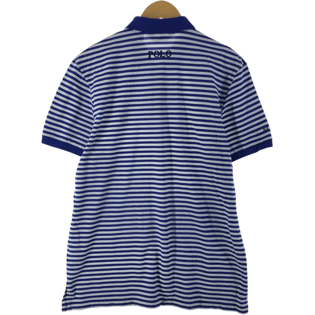 Ralph Lauren POLO GOLF Short Sleeve Striped Polo Shirt Men's Size L cotton Navy blue Vintage Second Hand
