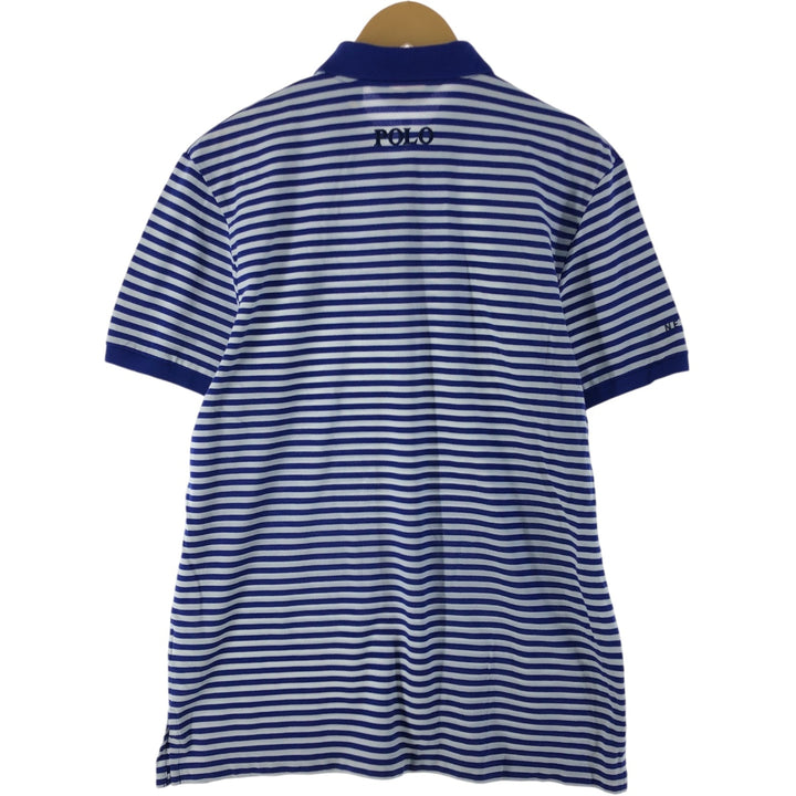 Ralph Lauren POLO GOLF Short Sleeve Striped Polo Shirt Men's Size L cotton Navy blue Vintage Second Hand