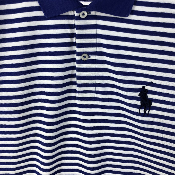 Ralph Lauren POLO GOLF Short Sleeve Striped Polo Shirt Men's Size L cotton Navy blue Vintage Second Hand