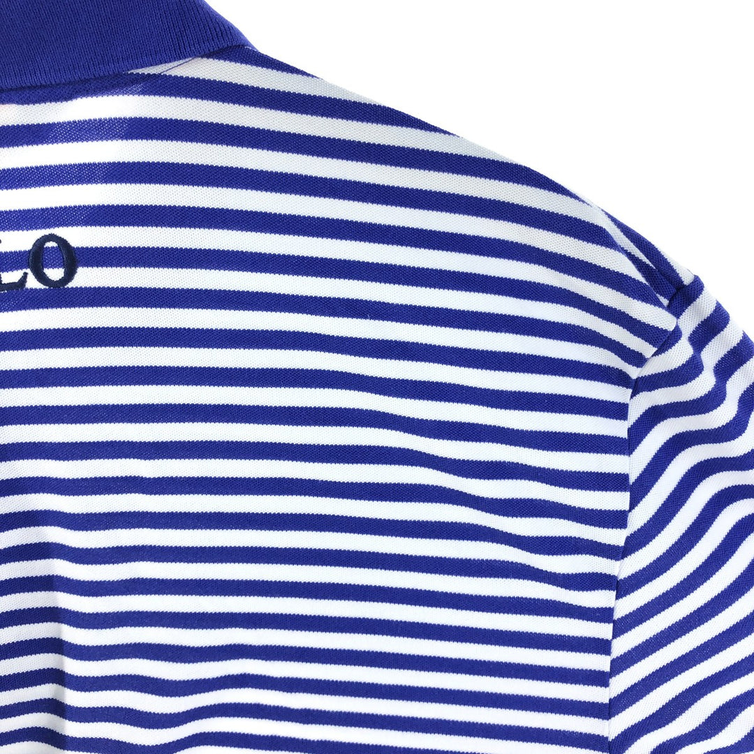 Ralph Lauren POLO GOLF Short Sleeve Striped Polo Shirt Men's Size L cotton Navy blue Vintage Second Hand