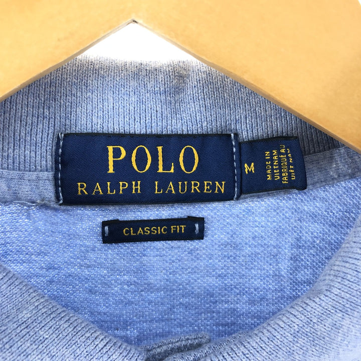 Ralph Lauren POLO RALPH LAUREN CLASSIC FIT short sleeve polo shirt, men's size M cotton Blue type light blue Vintage Second Hand