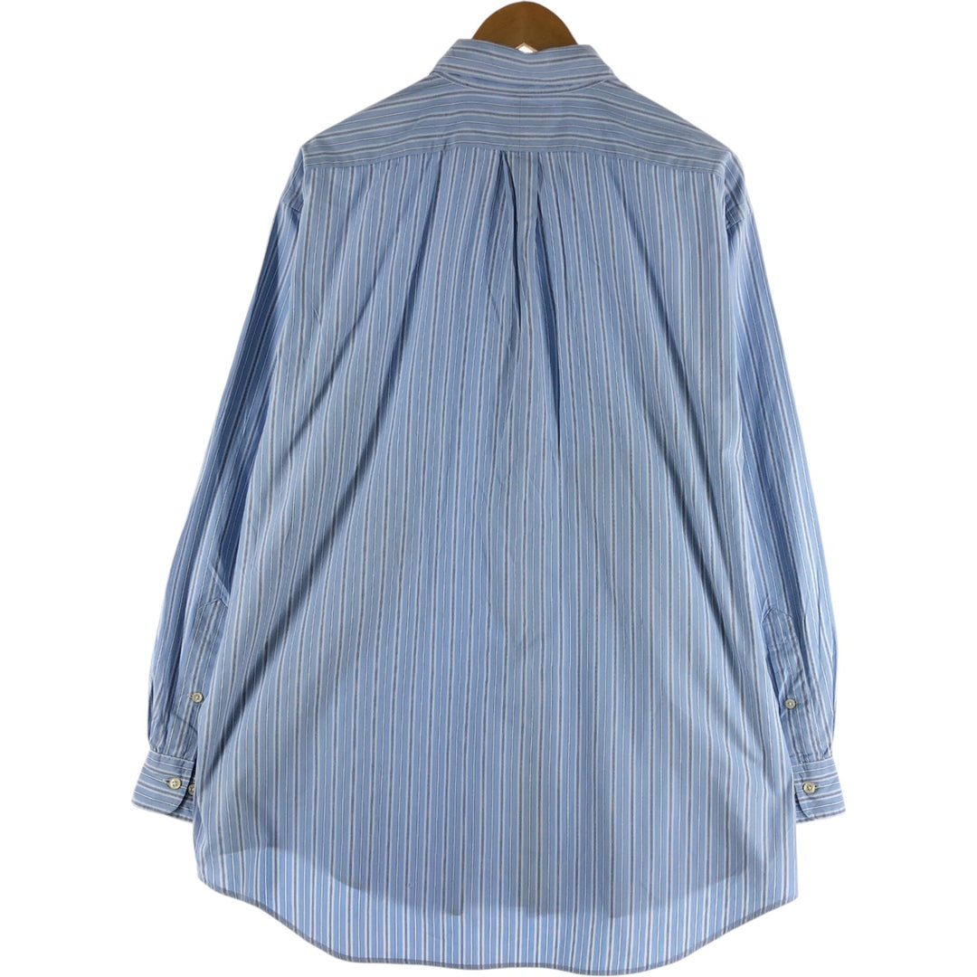 Ralph Lauren YARMOUTH Long Sleeve Button-Down Striped Shirt, Men's XL cotton Blue type light blue Vintage Second Hand