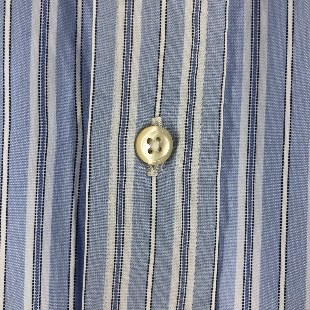 Ralph Lauren YARMOUTH Long Sleeve Button-Down Striped Shirt, Men's XL cotton Blue type light blue Vintage Second Hand