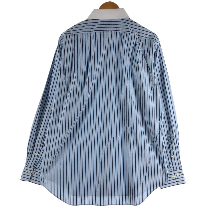 Ralph Lauren POLO by Ralph Lauren Wide Collar Stripe Pattern Cleric Shirt Men's L size cotton Blue type light blue Vintage Second Hand