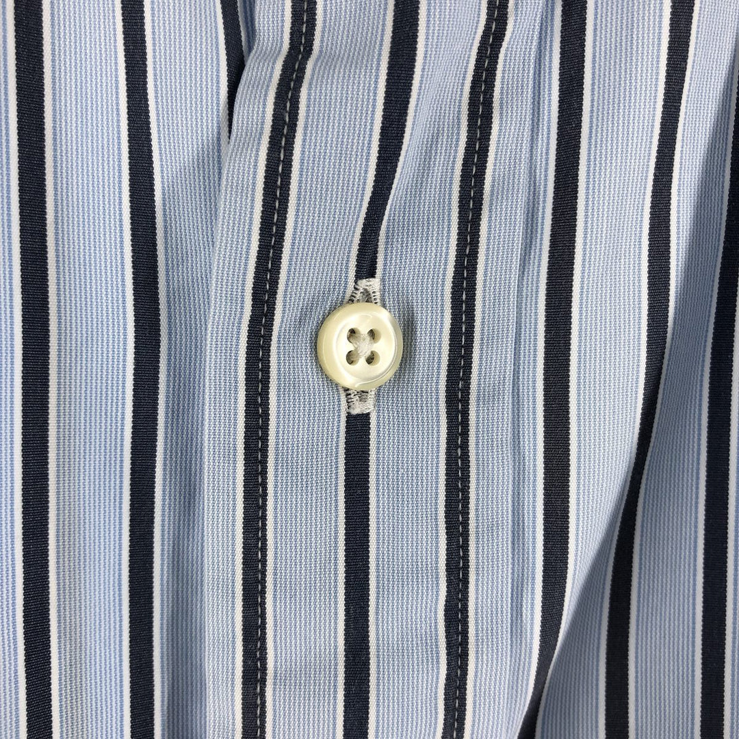 Ralph Lauren POLO by Ralph Lauren Wide Collar Stripe Pattern Cleric Shirt Men's L size cotton Blue type light blue Vintage Second Hand