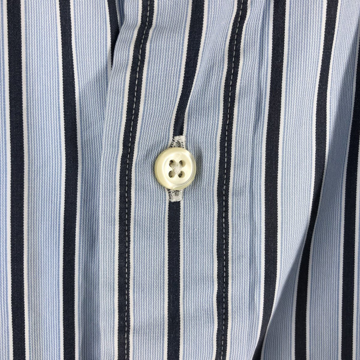 Ralph Lauren POLO by Ralph Lauren Wide Collar Stripe Pattern Cleric Shirt Men's L size cotton Blue type light blue Vintage Second Hand