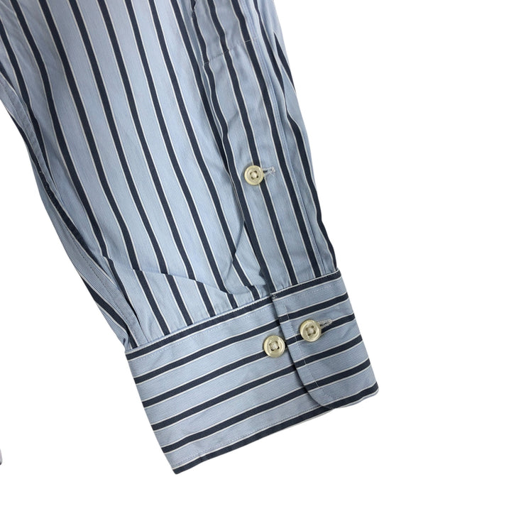 Ralph Lauren POLO by Ralph Lauren Wide Collar Stripe Pattern Cleric Shirt Men's L size cotton Blue type light blue Vintage Second Hand