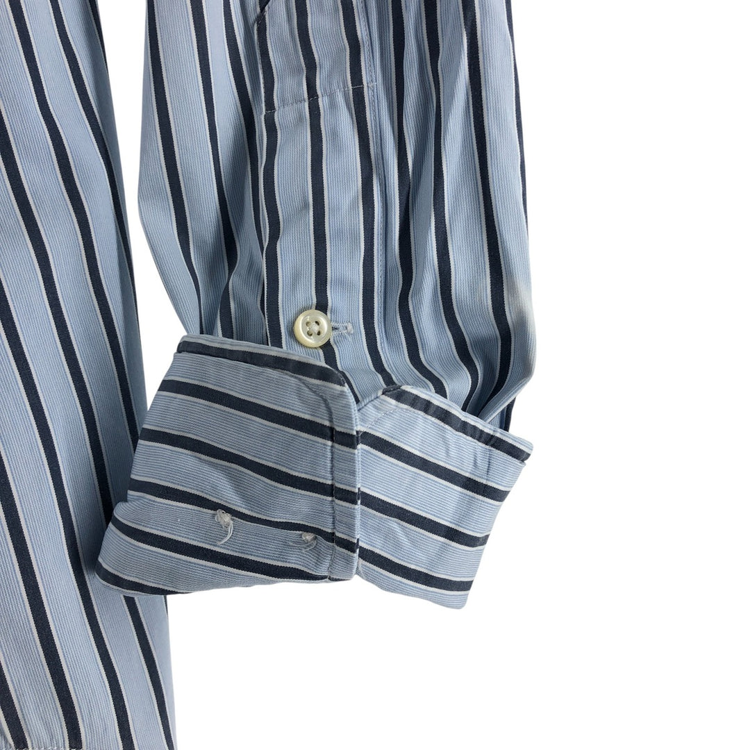 Ralph Lauren POLO by Ralph Lauren Wide Collar Stripe Pattern Cleric Shirt Men's L size cotton Blue type light blue Vintage Second Hand