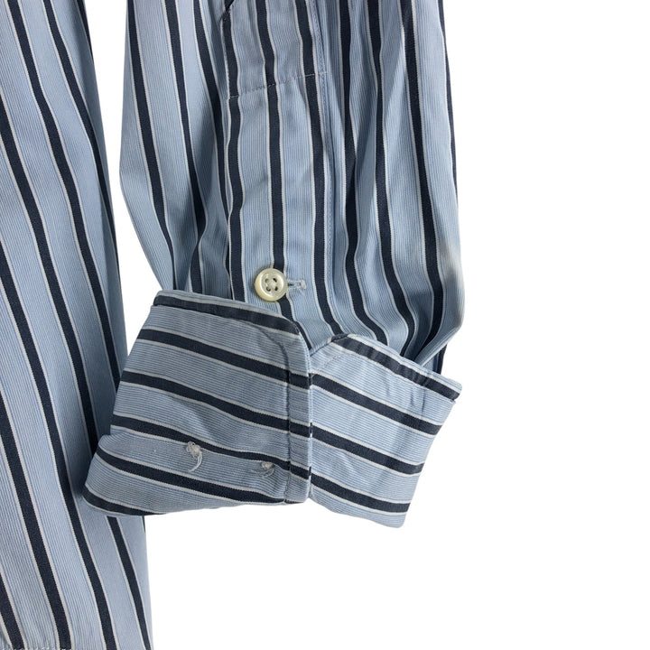 Ralph Lauren POLO by Ralph Lauren Wide Collar Stripe Pattern Cleric Shirt Men's L size cotton Blue type light blue Vintage Second Hand