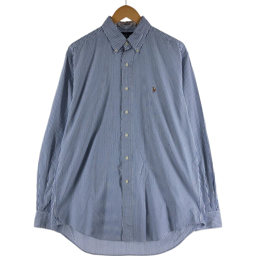 Ralph Lauren YARMOUTH Long Sleeve Button-Down Striped Shirt, Men's Size L cotton blue type Vintage Second Hand