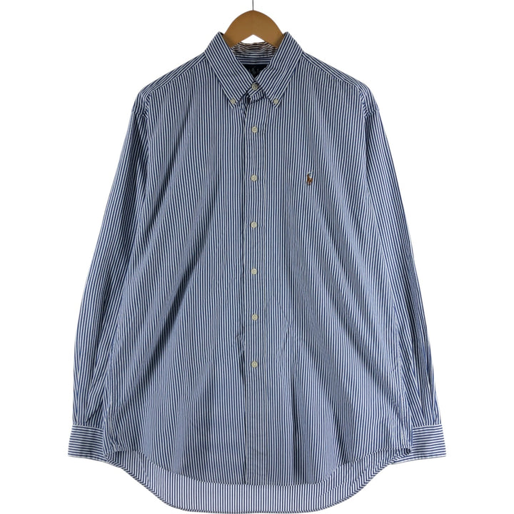 Ralph Lauren YARMOUTH Long Sleeve Button-Down Striped Shirt, Men's Size L cotton blue type Vintage Second Hand