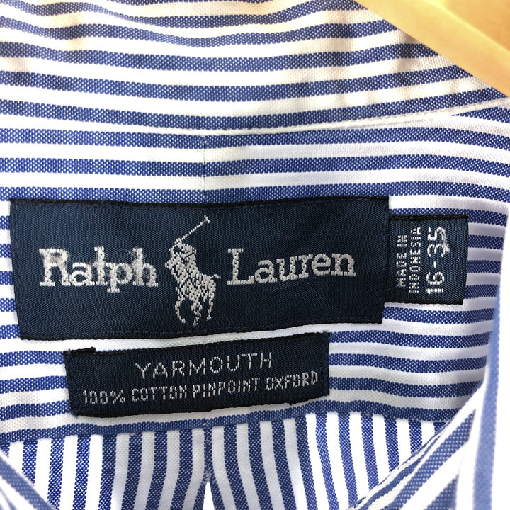 Ralph Lauren YARMOUTH Long Sleeve Button-Down Striped Shirt, Men's Size L cotton blue type Vintage Second Hand