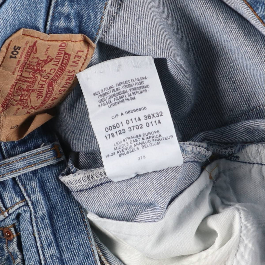 Levi's 501 Euro model straight denim pants for men, size W34 cotton blue type Vintage Second Hand