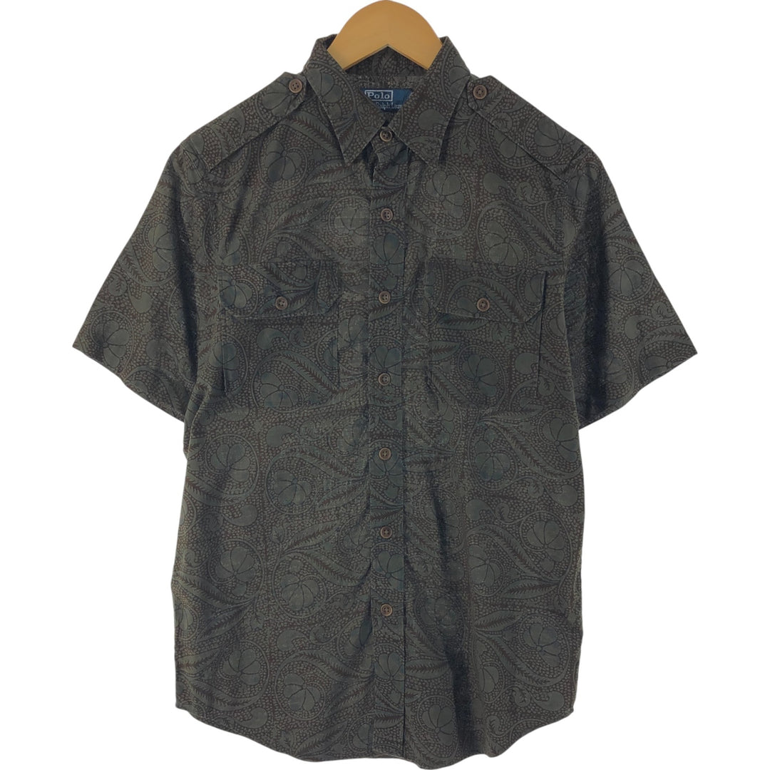 Ralph Lauren POLO by Ralph Lauren All-over Print Short Sleeve Button-Down Shirt, Men's Size S cotton brown type Vintage Second Hand