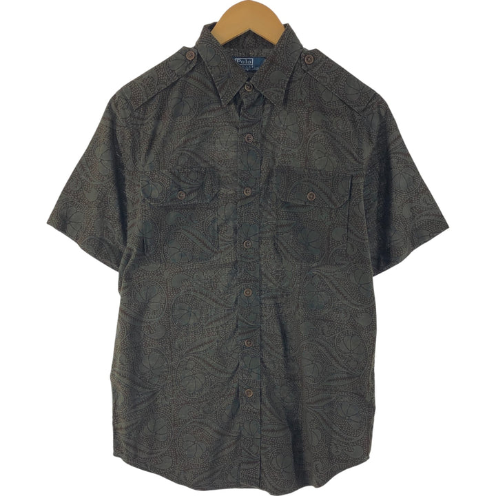 Ralph Lauren POLO by Ralph Lauren All-over Print Short Sleeve Button-Down Shirt, Men's Size S cotton brown type Vintage Second Hand