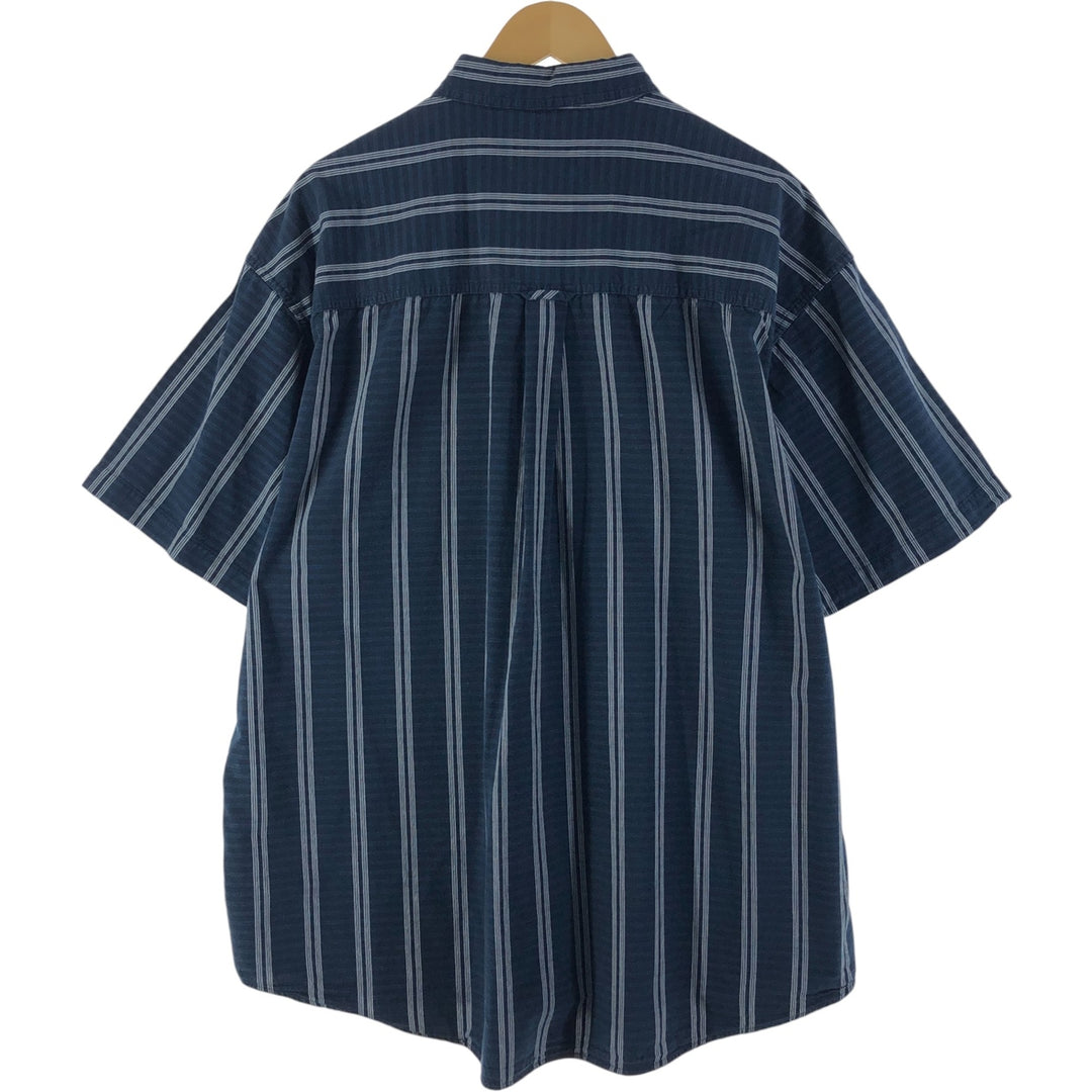 90'S Ralph Lauren CHAPS short sleeve button down striped shirt men's XXL vintage cotton navy blue type Vintage Second Hand