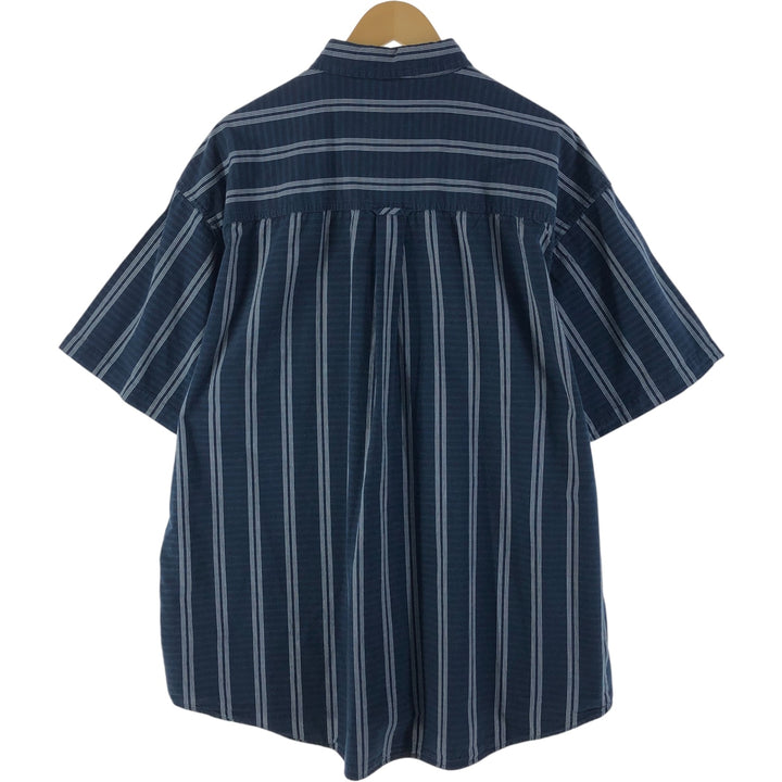 90'S Ralph Lauren CHAPS short sleeve button down striped shirt men's XXL vintage cotton navy blue type Vintage Second Hand