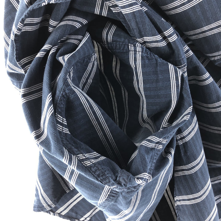 90'S Ralph Lauren CHAPS short sleeve button down striped shirt men's XXL vintage cotton navy blue type Vintage Second Hand