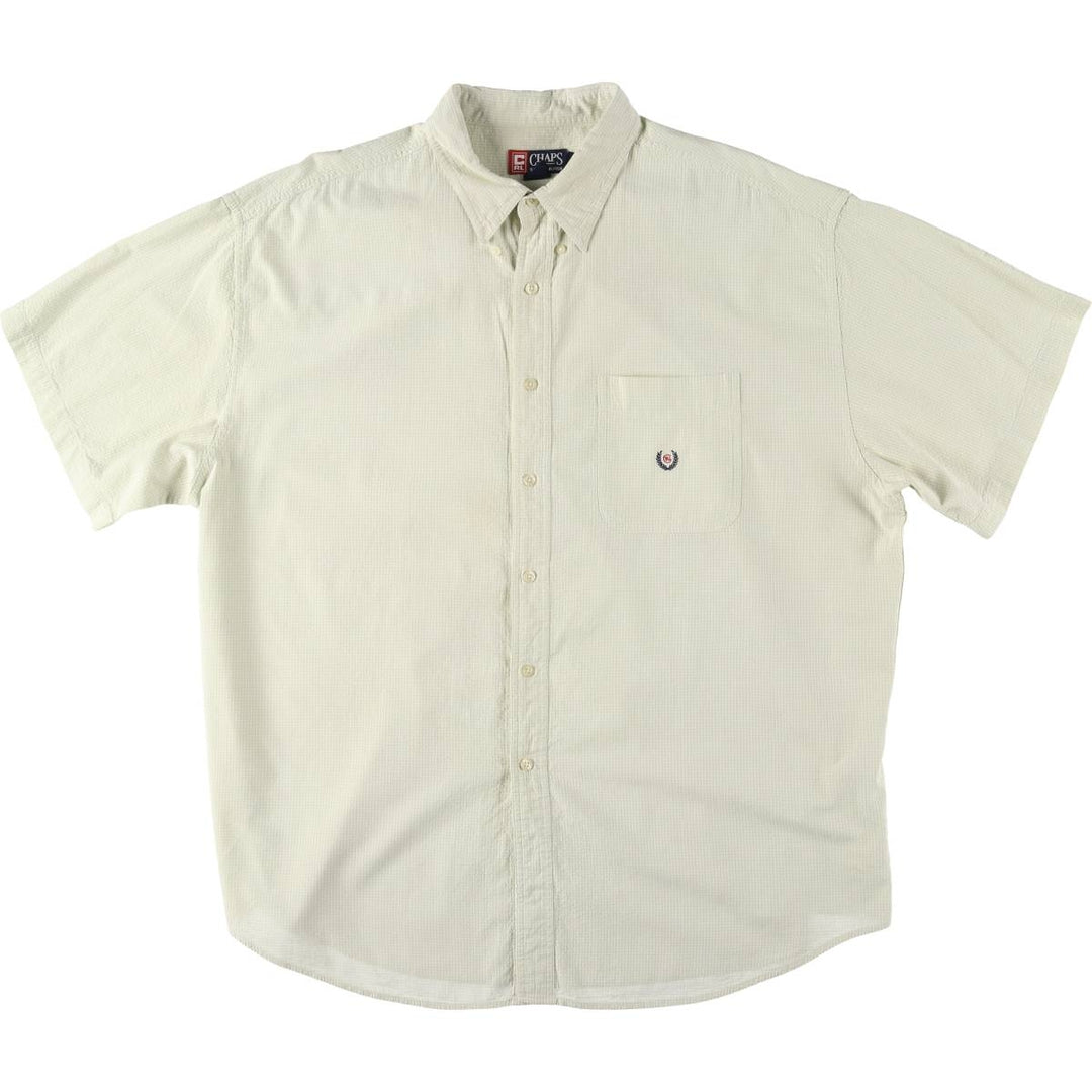 90'S Ralph Lauren Chaps Seersucker Short Sleeve Button-Down Striped Shirt Men's XXL Vintage cotton green type Vintage Second Hand