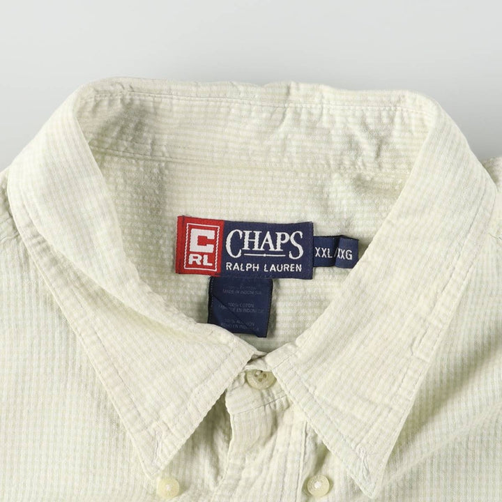 90'S Ralph Lauren Chaps Seersucker Short Sleeve Button-Down Striped Shirt Men's XXL Vintage cotton green type Vintage Second Hand