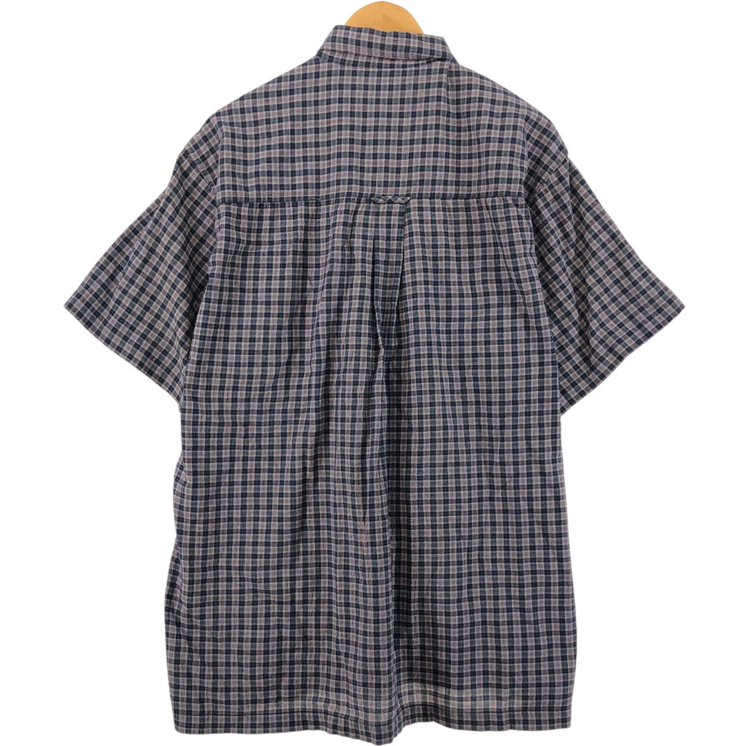 90'S Ralph Lauren CHAPS short sleeve button down check shirt men's size L vintage cotton navy blue type Vintage Second Hand