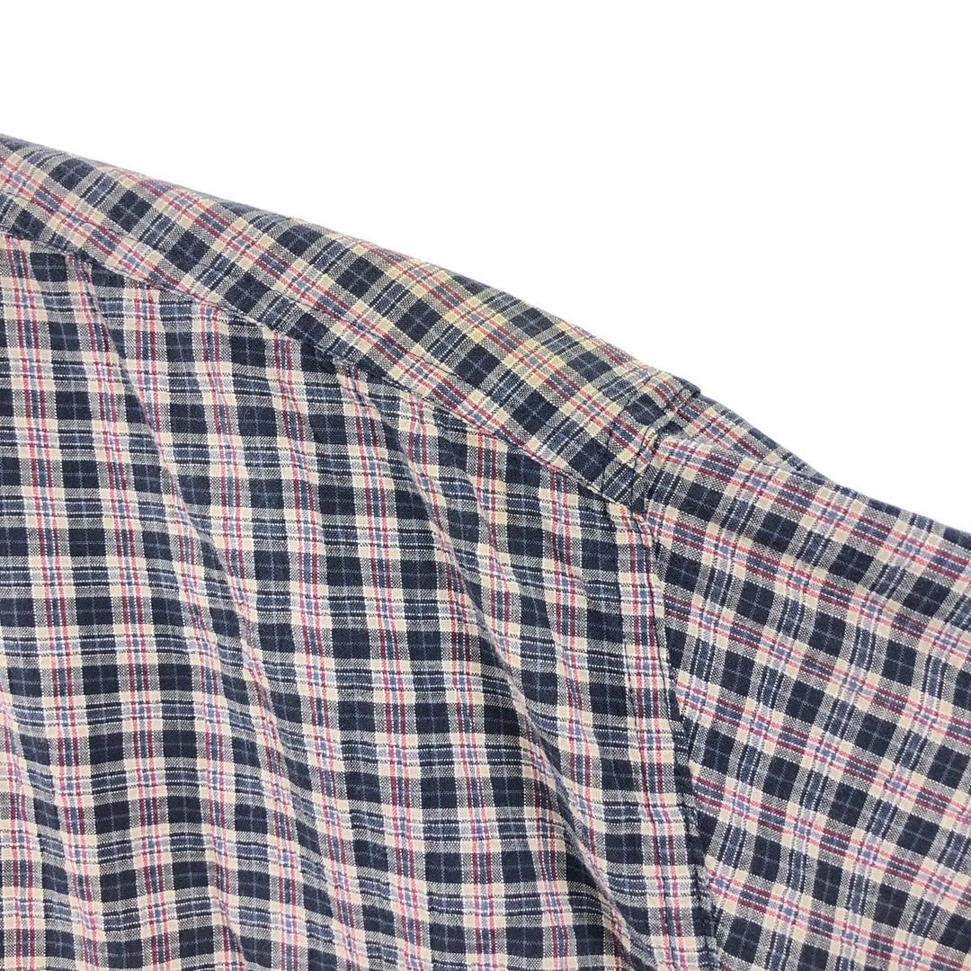 90'S Ralph Lauren CHAPS short sleeve button down check shirt men's size L vintage cotton navy blue type Vintage Second Hand