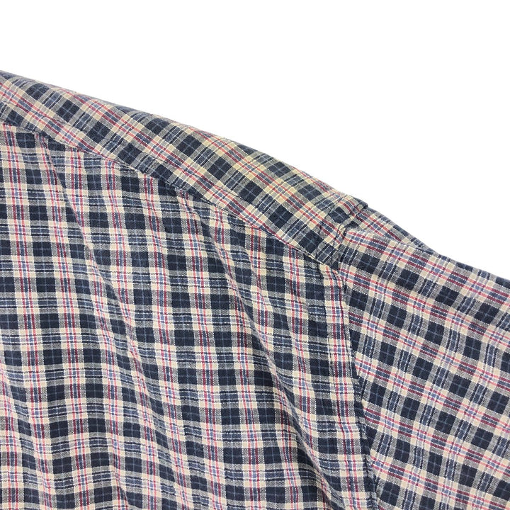 90'S Ralph Lauren CHAPS short sleeve button down check shirt men's size L vintage cotton navy blue type Vintage Second Hand
