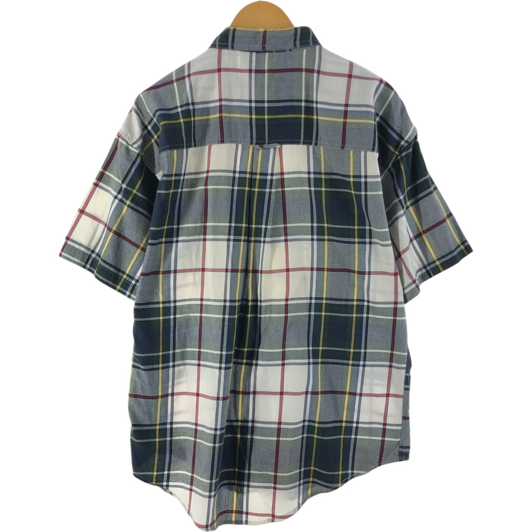 90'S Ralph Lauren CHAPS short sleeve button down check shirt men's size L vintage cotton Green type dark green Vintage Second Hand