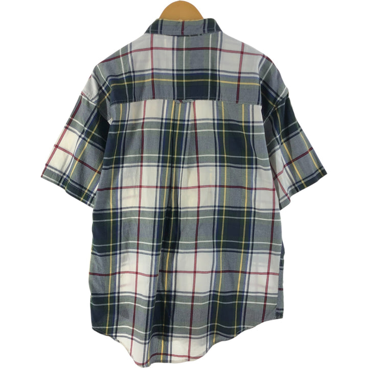 90'S Ralph Lauren CHAPS short sleeve button down check shirt men's size L vintage cotton Green type dark green Vintage Second Hand