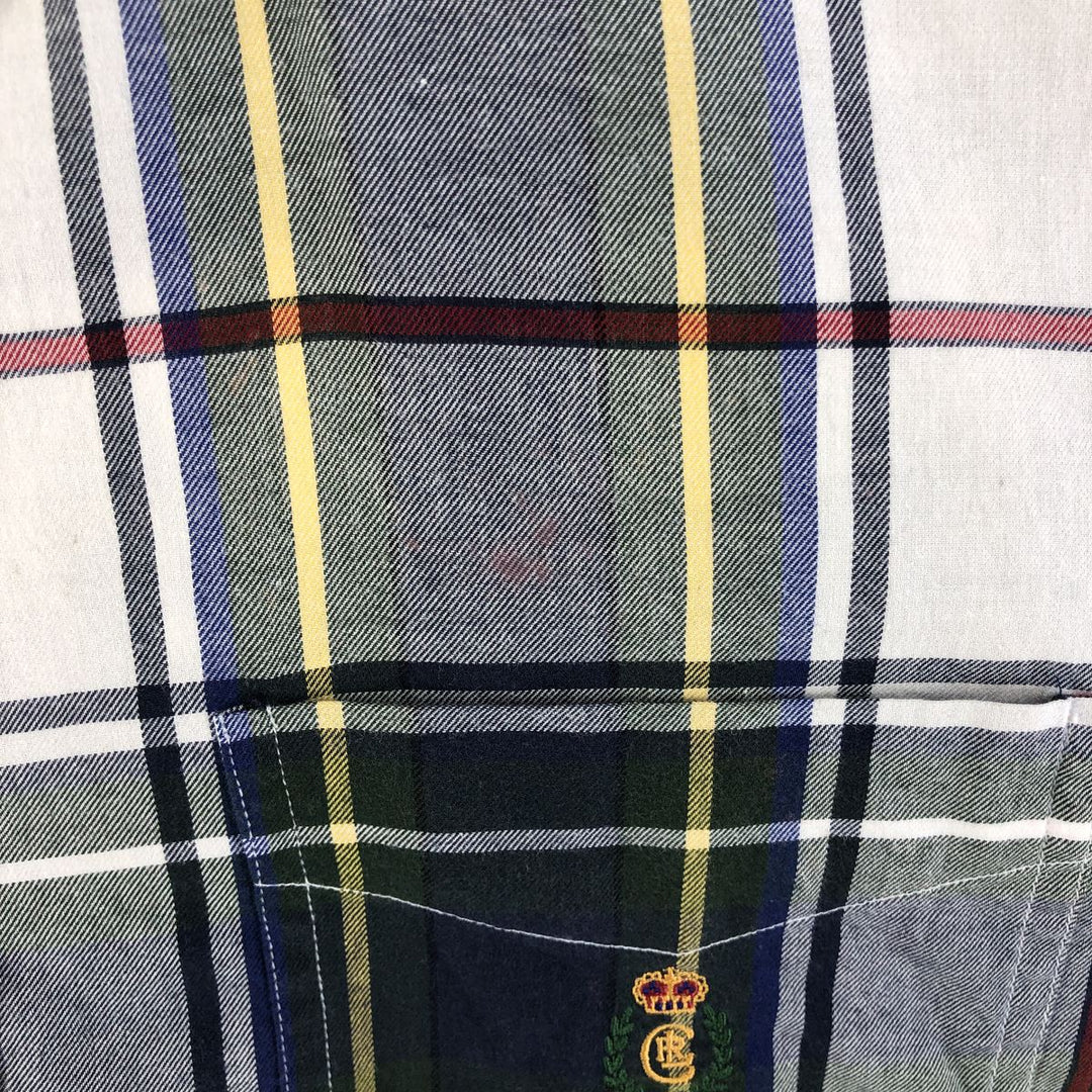 90'S Ralph Lauren CHAPS short sleeve button down check shirt men's size L vintage cotton Green type dark green Vintage Second Hand