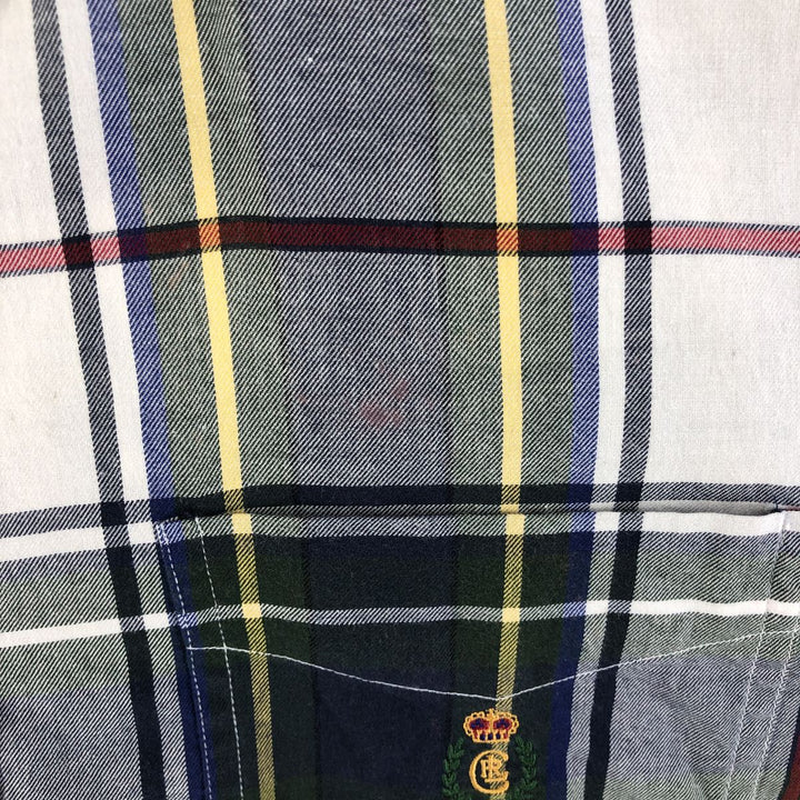 90'S Ralph Lauren CHAPS short sleeve button down check shirt men's size L vintage cotton Green type dark green Vintage Second Hand